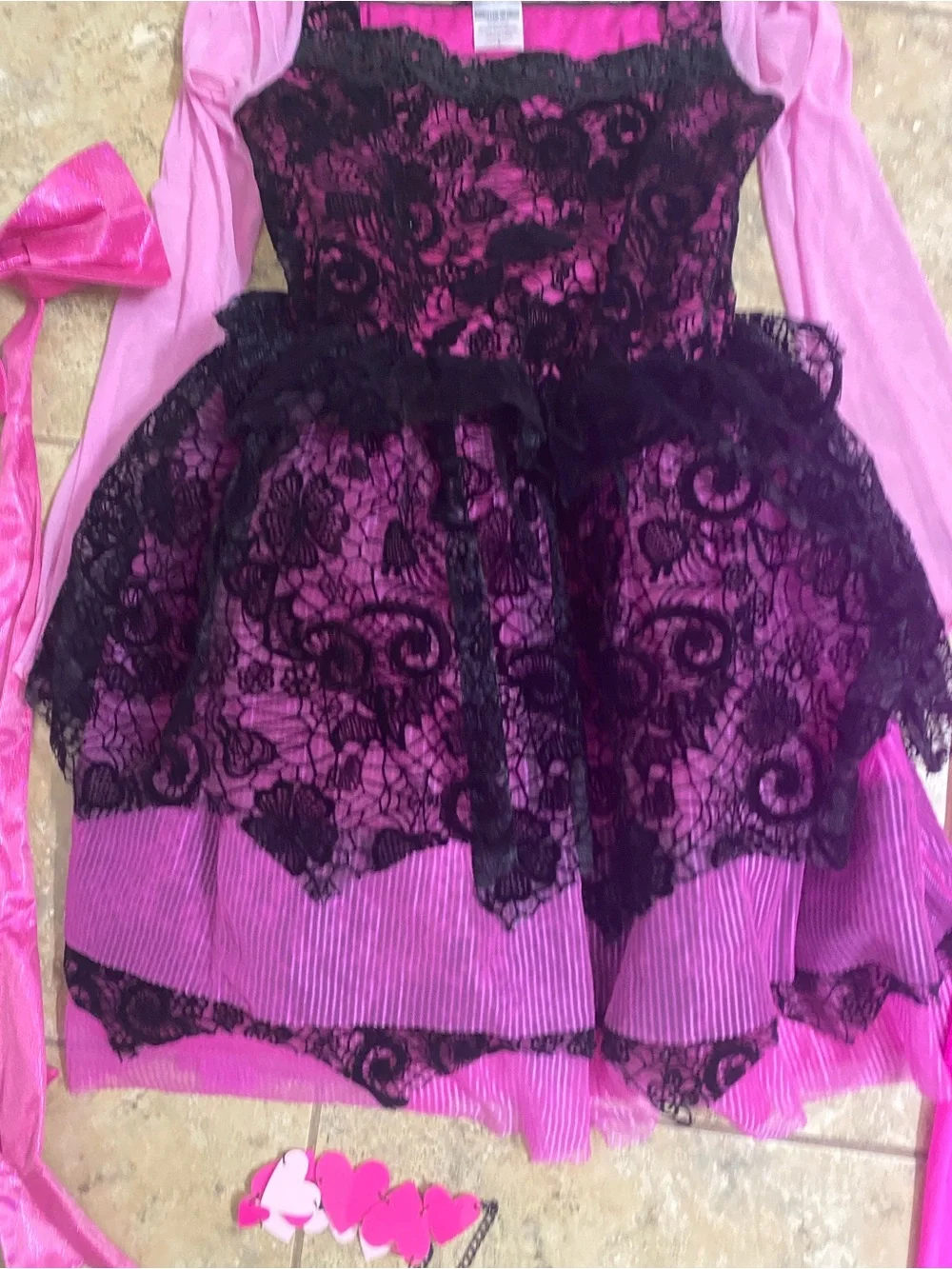 Monster High Kids Draculaura Monster Ball Girls Pink Lace Halloween Costume L